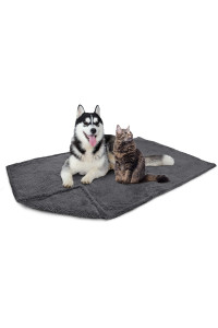 PetAmi Fluffy Dog Blanket for Large Giant Dog, Plush Warm Pet Blanket for Bed, Sherpa Furniture Couch Cover Protector, Soft Fleece Cat Throw, Shag Reversible Washable Crate Kennel Cover, Gray 60x80