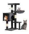 BestPet Cat Tree 36 inch Tall Cat Tower for Indoor Cats with Cat Scratching Post,Cat Condo Furniture Activity Centre with Cat Hammock & Funny Toy,Light Gray