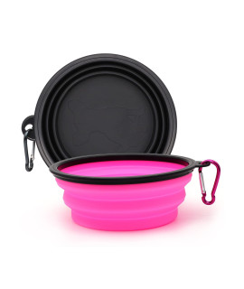 COLLAPSIBLE 2-Pack Small Dog Travel Bowl, Collapsible Bowls for Dogs, Foldable Cat Water Bowl, Portable Pet Feeding Watering Traveling Dish (Black & Pink)