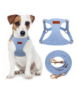 CHEDE No Pull Puppy Harness and Multifunction Dog Leash Set- 8 Colors Soft Adjustable No Choke Escape Proof Cute,Lightweight Pet Vest Harness for Small and Medium Dog (S, Blue)