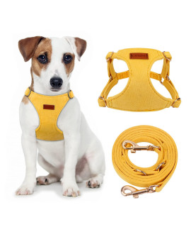 CHEDE No Pull Puppy Harness and Multifunction Dog Leash Set- 8 Colors Soft Adjustable No Choke Escape Proof Cute,Lightweight Pet Vest Harness for Small and Medium Dog (M, Yellow)
