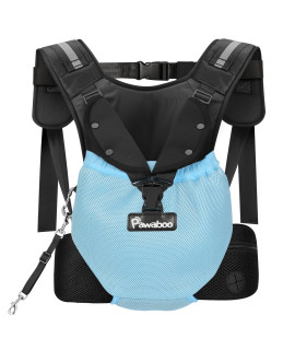 Pawaboo Pet Carrier Backpack, Adjustable Dog Front Backpack with Adjust Waist Belt & Chest Strap, Great for Bike/Hiking/Travel, Camping for Small Medium Dogs - L, Blue