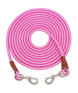 SEPXUFORE Tie Out Rope Dog Leash, 8/10/ 15/20/ 30FT Heavy Duty Nylon Check Cord for Medium Large Dogs Indoor/Outdoor Playing Camping Backyard (3/8 x 15ft, Pink)