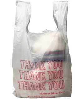 PUREVAcY White Plastic Thank You Bags with Handles 13 x 8 x 22 Polyethylene Thank You Plastic Bags for Small Business Pack of 1000 Single Use Plastic grocery Bags with Handles 065 Mil(D0102HIZ5ZA)