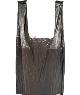 PUREVAcY Black Plain Plastic Bags with Handles 12 x 7 x 23 Pack of 500 Large Polyethylene Plastic Bags for Small Business Single Use Plastic grocery Bags with Handles 065 Mil(D0102HIZ5BW)