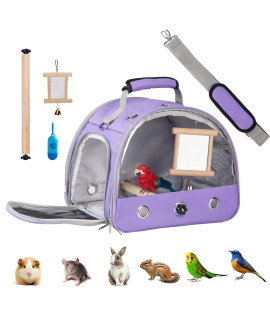 Bird Carrier Travel Cage Parrot - Lightweight Breathable Pet Traveling Backpack with Standing Perch Bird Parrot Toys Portable Outgoing Bags for Guinea Pig Rat Small Animal