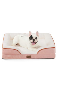 Bedsure Orthopedic Dog Bed for Medium Dogs - Waterproof Dog Sofa Bed Medium, Supportive Foam Pet Couch Bed with Removable Washable Cover, Waterproof Lining and Nonskid Bottom, Pink
