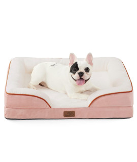 Bedsure Orthopedic Dog Bed for Medium Dogs - Waterproof Dog Sofa Bed Medium, Supportive Foam Pet Couch Bed with Removable Washable Cover, Waterproof Lining and Nonskid Bottom, Pink