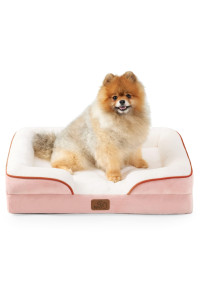 Bedsure Small Orthopedic Dog Bed - Washable Bolster Dog Sofa Beds for Small Dogs, Supportive Foam Pet Couch Bed with Removable Washable Cover, Waterproof Lining and Nonskid Bottom Couch, Pink