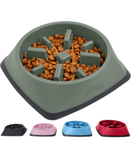 Gorilla Grip 100% BPA Free Slow Feeder Cat and Dog Bowl, Slows Down Pets Eating, Prevents Overeating, Puppy Training, Large, Small Breeds, Fun Puzzle Design, Wet Dry Food, Cats, Dogs 1 Cup, Sage