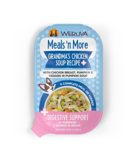 Weruva Meals 'n More Natural Wet Dog Food, Grandma's Chicken Soup Plus Digestive Support, 3.5oz Cup (Pack of 12)
