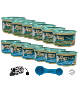Your Lifestyle Merchant Fancy Feast Turkey Florentine & Turkey Primavera Wet Cat Food Variety Bundle - 6 cans of Each Recipe / 12 cans Total/Includes Spoon and Toy Mouse