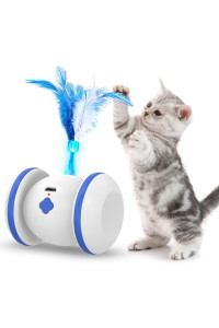 LiieyPet Cat Toys for Indoor Cats Interactive Cat Toy with 3 Feathers, Automatic Cat Toys with LED Lights, USB Rechargeable Cat Toys, Electronic Cat Toy, 360? Rotating, Cat Exercise Toy