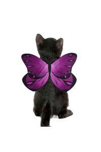 Cat Butterfly Costume Halloween Wings for Small Dogs and Cats, Puppy Cat Apparel Clothes for Halloween Party Decoration (Purple)
