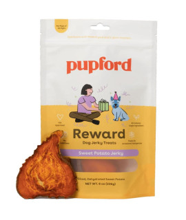 Pupford Sweet Potato Jerky Treats for Large & Small Dogs of All Ages Made in USA, Single Ingredient & No Fillers Dogs Love These Tasty Dog Snacks (Sweet Potato 8 oz)