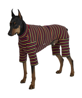 Lucky Petter Dog Pajamas for Small Dog Basic Onesie Doggie Jammies Dog Shirt Stretchable Dog Jumpsuit Bodysuit pjs (3X-Large, Stripe Navy)