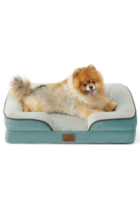 Bedsure Small Orthopedic Dog Bed - Washable Bolster Dog Sofa Beds for Small Dogs, Supportive Foam Pet Couch Bed with Removable Washable Cover, Waterproof Lining and Nonskid Bottom Couch, Washed Blue