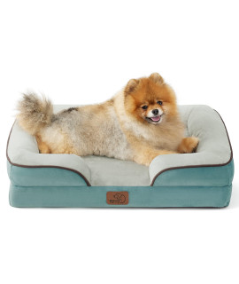 Bedsure Small Orthopedic Dog Bed - Washable Bolster Dog Sofa Beds for Small Dogs, Supportive Foam Pet Couch Bed with Removable Washable Cover, Waterproof Lining and Nonskid Bottom Couch, Washed Blue