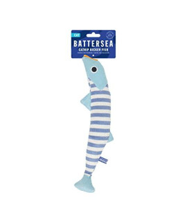 Rosewood Battersea catnip Kicker Fish (Stripe), catnip Toy, cat Fish Toy, for cats and Kittens, Blue, White, 7cm x 30cm, All Breed Sizes