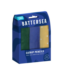 Rosewood Battersea catnip Pencils, catnip Toys for cats and Kittens, Blue, grey, Yellow, 3 cm x 10 cm