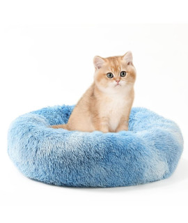 EMUST Pet Cat Bed Dog Bed, 5 Sizes for Small Medium Large Pet Cats Dogs, Round Donut Cat Beds for Indoor Cats, Anti-Slip Marshmallow Dog Beds, Multiple Colors (40cm-15.7??, Royal Blue)