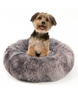 EMUST Pet Cat Bed Dog Bed, 5 Sizes for Small Medium Large Pet Cats Dogs, Round Donut Cat Beds for Indoor Cats, Anti-Slip Marshmallow Dog Beds, Multiple Colors (60cm-23.6??,tie dye Darkgrey)
