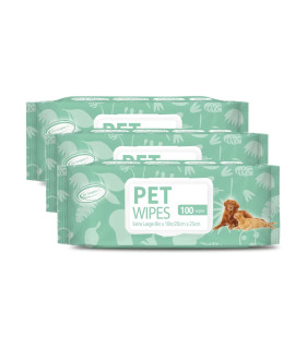 Air Jungles Pet Grooming Wipes for Dogs and Cats 300 Count, 8 x 10 Extra Large Plant-Based Earth-Friendly Hypoallergenic Deodorizing Pet Wipes for Paws Body Face Ear Butt