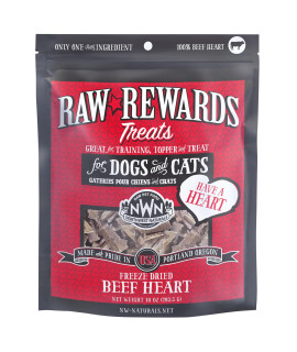 Northwest Naturals Freeze-Dried Beef Hearts - 100% Natural Dog Treats, Cat Treat - Grain-Free, Gluten-Free Pet Food - No Hormones, Antibiotics - 10 Oz.