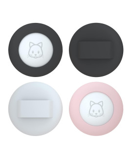 2022 Airtag Cat Collar Holder, Small Air tag Cat Collar Holder Compatible with Apple Airtag GPS Tracker, 2Pack Waterproof Case Cover for Cat Dog Pet Collar Within 3/8 inch (Black&Black&Pink&White)