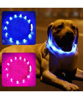 2 Pack Light Up Dog Collars with 1640 Feet of Visibility - Brightest Glow Dog Collar Light, Rechargeable Dog Collar Light for Night Walking, 3 Flashing Modes, Keeps Your Pets Safe in The Dark