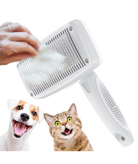 Crala Self-Cleaning Slicker Brush for Dogs & Cats, Grooming Combs for Short & Long-Haired Dogs, Cats, Rabbits & More - Gently Removes Loose Undercoat, Mats and Tangled Hair