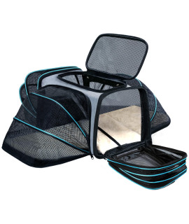 Cat Dog Carrier Airline Approved 4 Sides Expandable Cat/Dog/Pet Travel Carrier for Small Dogs/Cats/Puppy, TSA Approved Pet Carrier with Removable Fleece Pad and Pockets X-Large(4 side expandable)