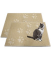 Andalus Large Cat Litter Mat, Pack of 2 - Waterproof, Non-Slip & Easy to Clean Cat Litter Box Mat for Extra Efficient Pet Litter-Trapping, Beige (30 X 18)