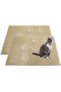 Andalus Large Cat Litter Mat, Pack of 2 - Waterproof, Non-Slip & Easy to Clean Cat Litter Box Mat for Extra Efficient Pet Litter-Trapping, Beige (30 X 18)