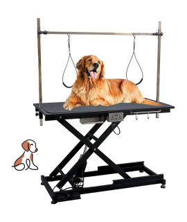 Upgrade Electric Pet Grooming Table Super Deluxe 50'' Heavy Duty Professional for Large Dogs with Overhead Arm, Anti-Skid Rubber Desktop Powerful Motor and Adjustable Height, Black