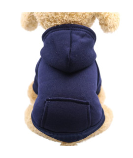 Dog Hoodie with Pocket Pet Warm Sweater for Winter Small Medium Dogs Puppy Coat Navy Blue 2X