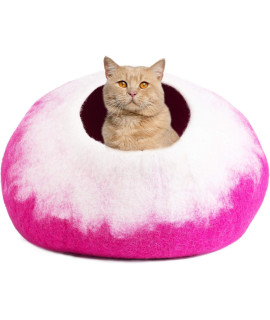 Juccini Wool Cat Bed - Ecofriendly Felt Bed for Cats and Kittens - Felted from 100% Natural Wool - Premium and Personal Space for Your Indoor Cats (Large, Rose Petal)