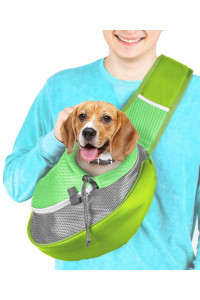 Cuddlissimo! Pet Sling Carrier - Small Dog Puppy Cat Carrying Bag Purse Pouch - For Pooch Doggy Doggie Yorkie Chihuahua Baby Papoose Bjorn -Hiking Travel Front Chest Body Holder Pack To Wear (Green-L)