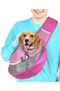 Cuddlissimo! Pet Sling Carrier - Small Dog Puppy Cat Carrying Bag Purse Pouch -For Pooch Doggy Doggie Yorkie Chihuahua Baby Papoose Bjorn -Hiking Front Backpack Chest Body Holder Pack To Wear (Pink-L)