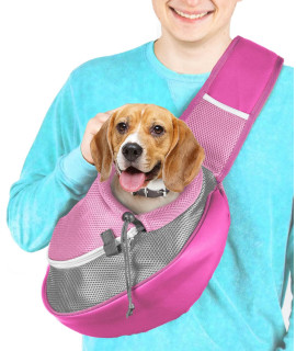 Cuddlissimo! Pet Sling Carrier - Small Dog Puppy Cat Carrying Bag Purse Pouch -For Pooch Doggy Doggie Yorkie Chihuahua Baby Papoose Bjorn -Hiking Front Backpack Chest Body Holder Pack To Wear (Pink-L)