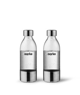 aarke Pack of 2 small PET bottles for carbonator 3, BPA-free with stainless steel details, 450 ml