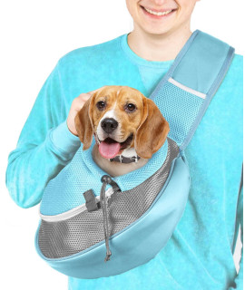 Cuddlissimo! Pet Sling Carrier - Small Dog Puppy Cat Carrying Bag Purse Pouch -For Pooch Doggy Doggie Yorkie Chihuahua Baby Papoose Bjorn -Travel Front Backpack Chest Body Holder Pack To Wear (Blue-L)