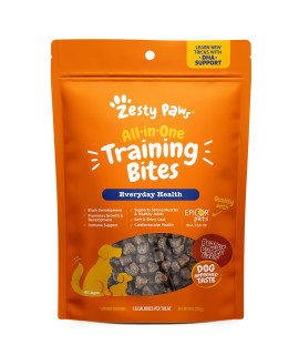 Zesty Paws Training Treats for Dogs & Puppies - Hip, Joint & Muscle Health - Immune, Brain, Heart, Skin & Coat Support - Bites with Fish Oil Omega 3 Fatty Acids with EPA & DHA - PB Flavor - 8oz
