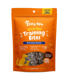Zesty Paws Training Treats for Dogs & Puppies - Hip, Joint & Muscle Health -Immune, Brain, Heart, Skin& Coat Support -Bites with Fish Oil with Omega 3 Fatty Acids with EPA & DHA - Bacon Flavor - 8oz
