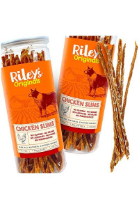 Riley's Slims Chicken Sticks for Dogs - USA Sourced Dehydrated Chicken Dog Treats - Chicken Strips Dog Jerky Treats Made in The USA - 2 Pack