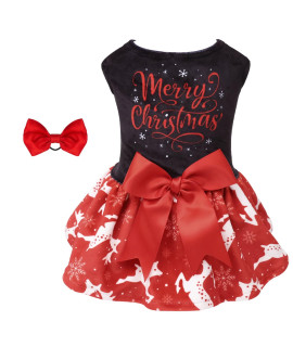 cuteBone Merry christmas Dog Dress Velvet for Small Dogs girl Reindeer Puppy Dresses Red Dog clothes cVA04XS-D