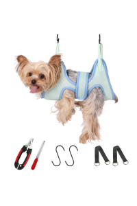 Guzekier Teacup Dog Cat Grooming Hammock Harness, Dog Grooming for Sling, Puppy Small Dogs Chihuahua Yorkie Kitten Grooming Bag Nail Covers caps, Dog Hammock with Nail Clippers/Trimmer, Nail File