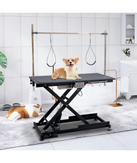 SoarFlash 49.6?Electric Lift Pet Dog Grooming Table,Heavy Duty Electric Grooming Table for Dogs&Cats,Heavy Duty Height Adjustable with Overhead Arm, Clamps, Two Grooming Noose