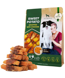 Dog Sweet Potato Wrapped with Chicken & Pet Natural Chew Treats - Grain Free Organic Meat & Human Grade Dried Snacks in Bulk - Best Twists for Training Small & Large Dogs - Made for USA (Sweet Potato)