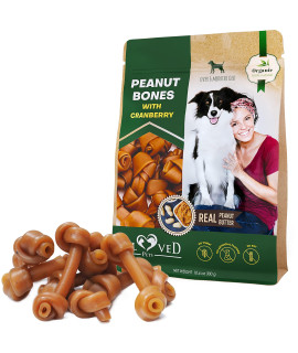 Dog Peanut Butter Bones with Cranberry & Rawhide Free Chew Treats - Pet Natural Mini & Big Organic Snacks Healthy Collagen & Bulk Best Chews for Small & Large Dogs - Made for USA (Peanut Butter)
